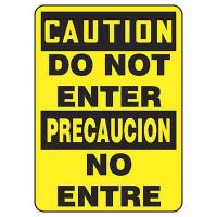 8R958 Caution Sign, 14 x 10In, BK/YEL, AL, Text