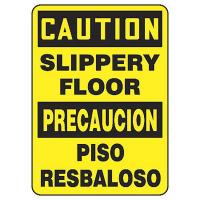 9M864 Caution Sign, 14 x 10In, BK/YEL, Bilingual