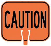 8WN74 Traffic Cone Sign, Orange w/Black, Caution