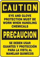 8WR78 Caution Sign, 14 x 10In, BK/YEL, Bilingual