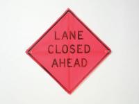8WYP0 Road Sign, Lane Closed Ahead, 36 x 36In