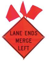 8WYU6 Traffic Sign, 36 x 36 In., Lane Ends Merge