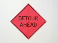 8WYU7 Detour Sign, 36 x 36In, BK/R-ORN FLUOR