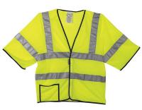 9WEK2 High Visibility Vest, Class 3, 3XL, Yellow