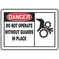 8XE17 Danger Sign, 10 x 14In, R and BK/WHT, PLSTC