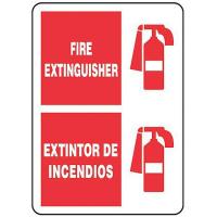 9NR34 Fire Extinguisher Sign, 14 x 10In, WHT/R