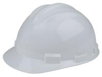 8XF14 Hard Hat, FrtBrim, Slotted, 4Rtcht, White