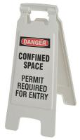 8Y228 Floor Stand Sign, Danger Confined Space