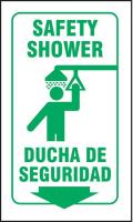 8EY85 Safety Shower Sign, 12 x 9In, GRN/WHT