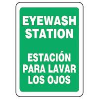 8ZC07 Eye Wash Sign, 14 x 10In, WHT/GRN, PLSTC