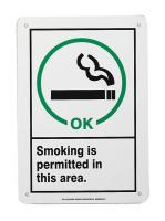 8ZCX5 Sign, 10x7 In, Smoking Is Permitted