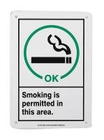 8ZCX6 Sign, 10x7 In, Smoking Is Permitted