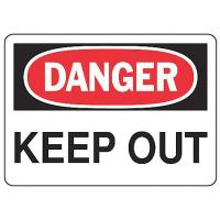 9GDT8 Danger Sign, 7 x 10In, R and BK/WHT, ENG