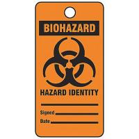 8ZE89 Biohazard Tags, 1.5 x 3In, PK 25