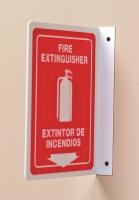 13R246 Fire Extinguisher Sign, 11 x 8In, WHT/R