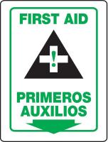 8ZGX8 First Aid Sign, 12 x 9In, GRN/WHT, PLSTC
