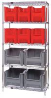 8ZKT2 Bin Shelving, Wire, 36X18, 10 Bins, Blue