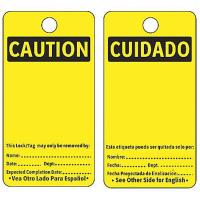 9W465 Caut Bilingual Tag, 5-3/4 x 3 In, PK25