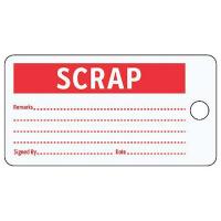 9ADE6 Scrap tag, 3 x 5-3/4 In, R/Wht, Scrap, PK25
