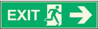 9AGV8 Fire Exit Sign, 4-1/2 x 15In, Glow/GRN, ENG