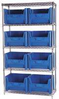 9AKA1 Bin Shelving, Wire, 36X18, 8 Bins, Blue