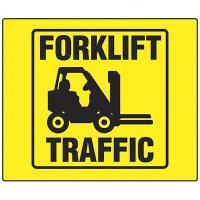 9LFY0 Forklift Traffic Sign, 6 x 8-1/2In, BK/YEL