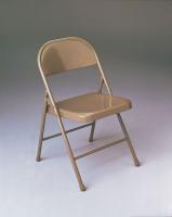 9DZD8 Steel Folding Chair, Beige, 16 In