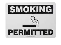 9CP62 Smoking Area Sign, 7 x 10In, BK/WHT, ENG