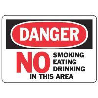 9APE9 Sign, 7x10 In, Danger No Smoking Eating