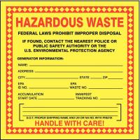 9ATA1 Hazardous Waste Label, 6 In. H, PK 25