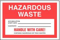 8EL76 Hazardous Waste Label, 4 In. H, PK 25