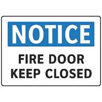9CEA9 Fire Door Sign, 7 x 10In, BL and BK/WHT