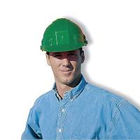 9CEH4 Hard Hat, FrtBrim, Slotted, 6Rtcht, Green