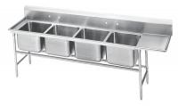 9CEV2 Scullery Sink, 18ga, Quad, SS, Floor Mount
