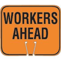 9CHX4 Traffic Cone Sign, Orng/Blk, Workers Ahead