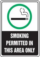 9CJK7 Smoking Area Sign, 10 x 7In, ENG, SURF