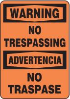 9CK59 Warning Sign, 14 x 10In, BK/ORN, PLSTC, Text