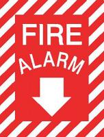 9CL97 Fire Alarm Sign, 12 x 9In, WHT/R, Fire ALM