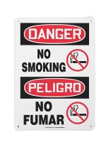 9DKY3 Danger No Smoking Sign, 14 x 10In, SURF