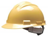 9CNL7 Hard Hat, FrtBrim, Slotted, 4PinLk, Yellow