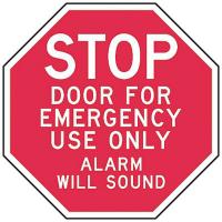 9WJD3 Sign, Emergency Use Only Alarm Will Sound