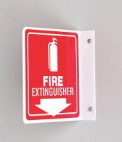 13C682 Fire Extinguisher Sign, 7 x 7In, WHT/R, ENG
