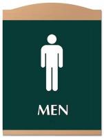 9DM62 Restroom Sign, 9-1/8 x 7In, WHT/Delaware