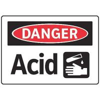 9M995 Danger Sign, 7 x 10In, R and BK/WHT, Acid