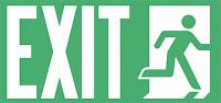 9DT70 Exit Sign, 9-1/2 x 4-1/2In, WHT/GRN, Exit