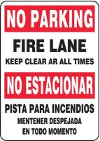 9AMJ2 Fire Lane Sign, 20 x 14In, R and BK/WHT