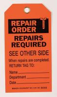 9E014 Rpr Ord Tag, 5-3/4 x 3 In, Bk/Orn, PK10