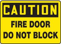 8NKA9 Fire Door Sign, 7 x 10In, BK/YEL, PLSTC, ENG