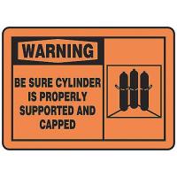 9E235 Warning Sign, 10 x 14In, BK/ORN, PLSTC, ENG