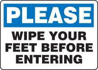 9E387 Notice Sign, 7 x 10In, BK and BL/WHT, ENG